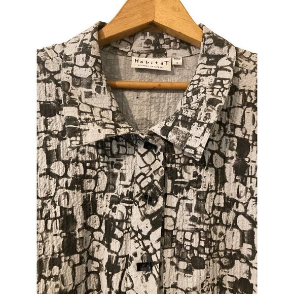 Habitat Women's Textured Fun Button Down High Low Shirt Collar Multi Grey Small - Picture 5 of 14